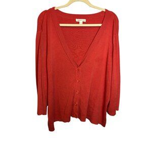Coldwater Creek Sweater Women's 3X Cardigan Orange Red Button Down Silk Blend